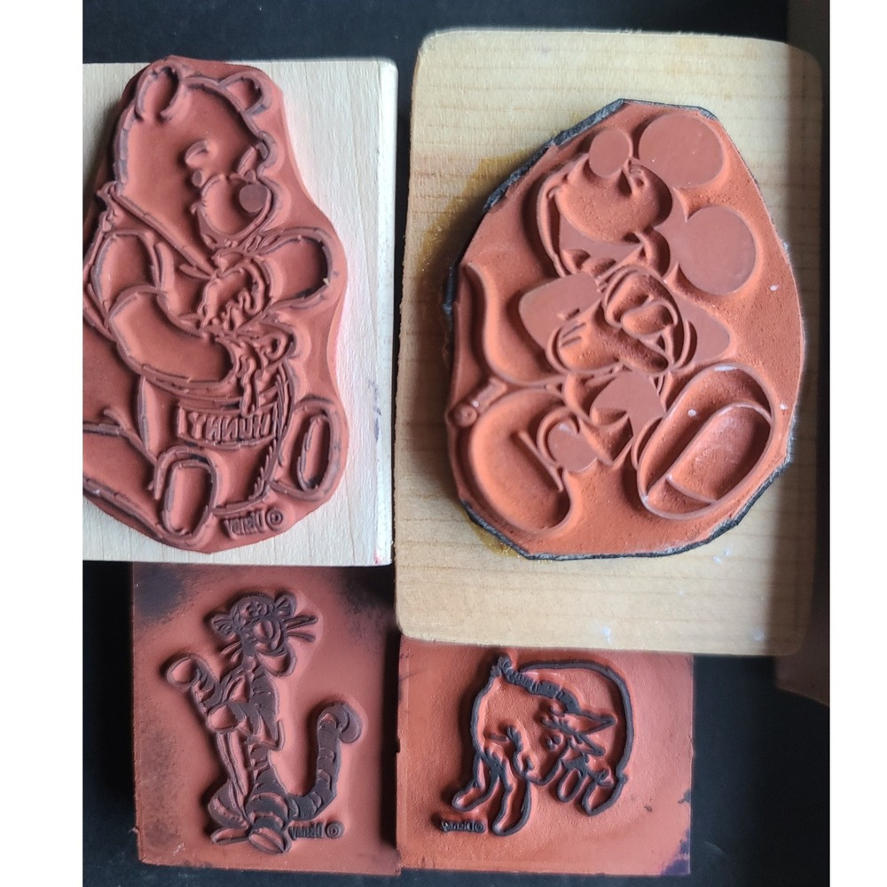 Disney Rubber Stamp Lot 11 pc Winnie the Pooh Mickey Mouse Tweety Bird Vintage - Picture 4 of 8